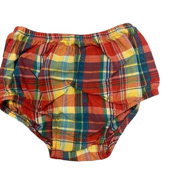 Ralph Lauren Red and Multicolor Tartan Plaid Smocked Baby Dress - Picture 5 of 10